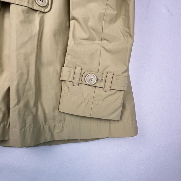 Lands' End Girl’s Khaki Trench Coat M 5-6 Single Breasted Inverted Pleat Lined - Picture 11 of 12